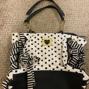 Betsey Johnson Black and White Polka Dot Tote
